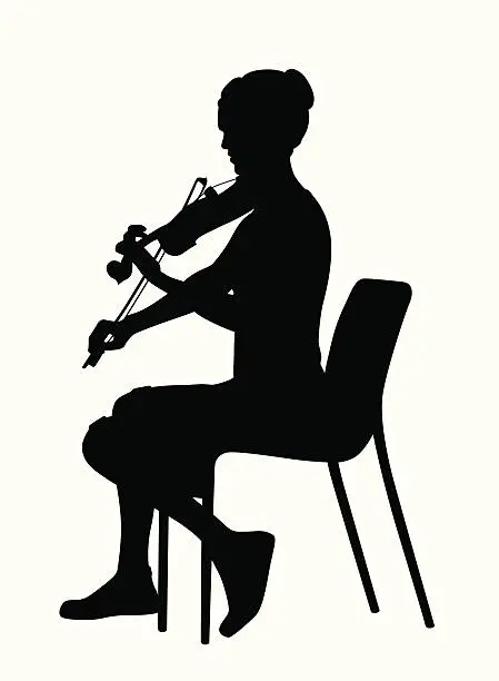Vector illustration of Violin Practice Vector Silhouette