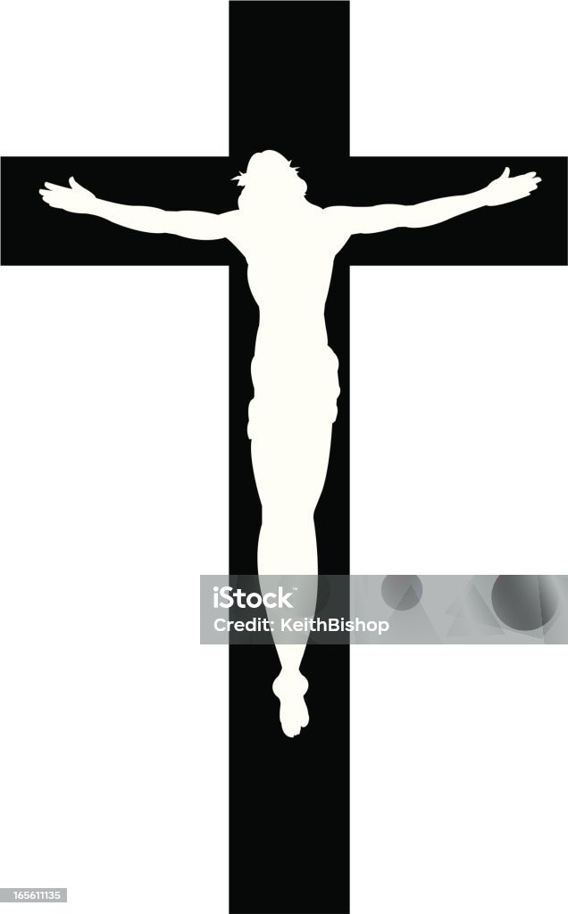 Cross with Jesus Christ Cristian Religion Silhouette Jesus Christ. Vector silhouette of Christ on the Cross. Great for photoshop work. Layered for easy edits. Check out my "One God-Christian & Jewish Faith" light box for more. Jesus Christ stock vector