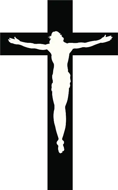 Vector illustration of Cross with Jesus Christ Cristian Religion Silhouette