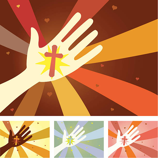 ilustrações de stock, clip art, desenhos animados e ícones de unity mãos-cristianismo - god crucifix cross human hand