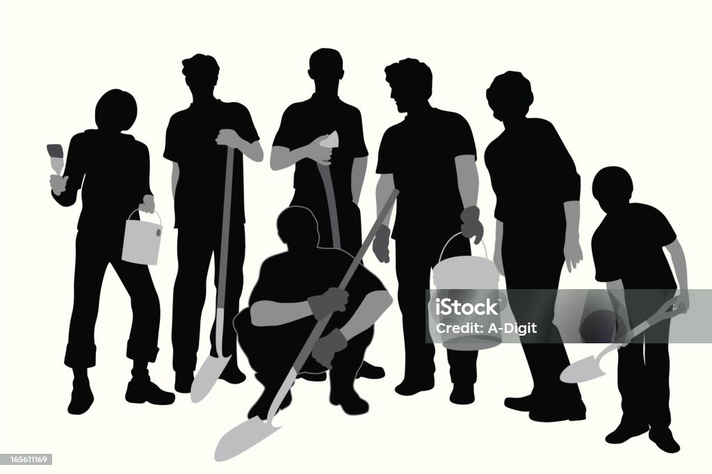 Community Work Vector Silhouette Stock Illustration - Download Image ...