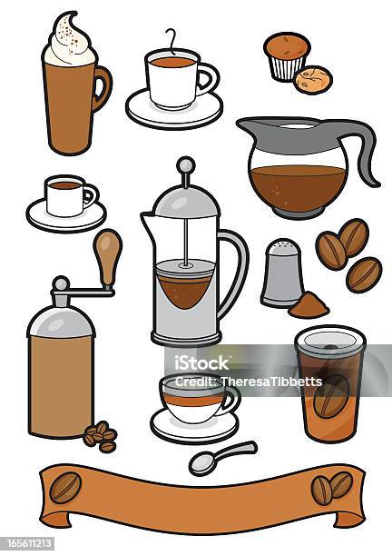 Ícones De Café - Arte vetorial de stock e mais imagens de Batido - Modo de Preparação de Comida - Batido - Modo de Preparação de Comida, Bebida, Bebida Quente