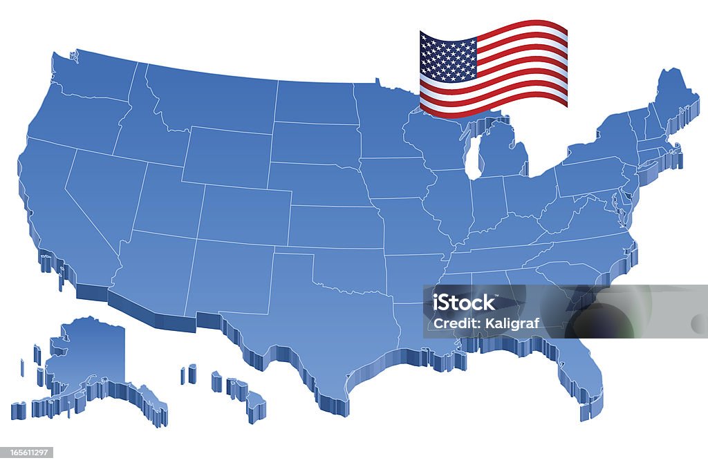 Mapa 3D de Estados Unidos y la bandera - arte vectorial de Actividades bancarias libre de derechos