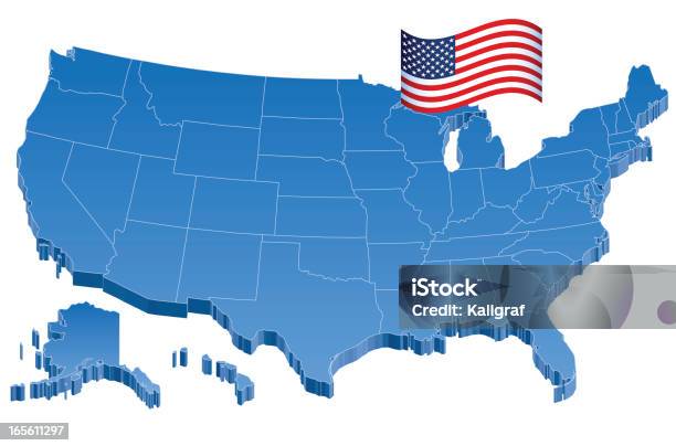 Map Of Usa と国旗の 3 D - アメリカ中西部のベクターアート素材や画像を多数ご用意 - アメリカ中西部, アメリカ南西部, アメリカ南部