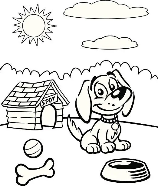 Vector illustration of Coloring Book of Puppy