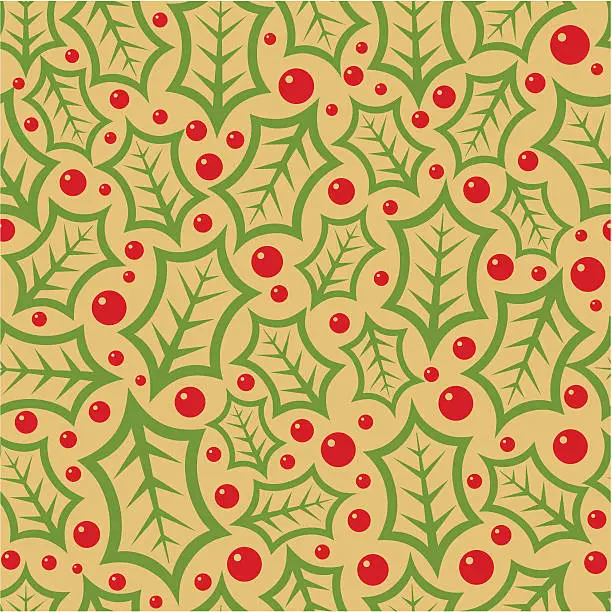 Vector illustration of Holly giftpaper or wallpaper?