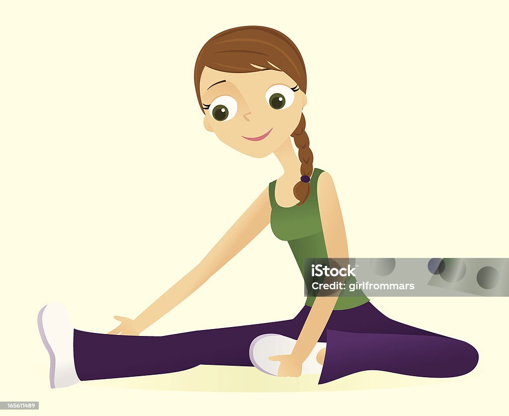 Stretching seduta e - arte vettoriale royalty-free di Adulto