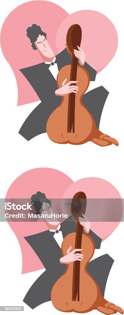 Guitare basse joueur est de l'Amour - clipart vectoriel de 1960-1969 libre de droits