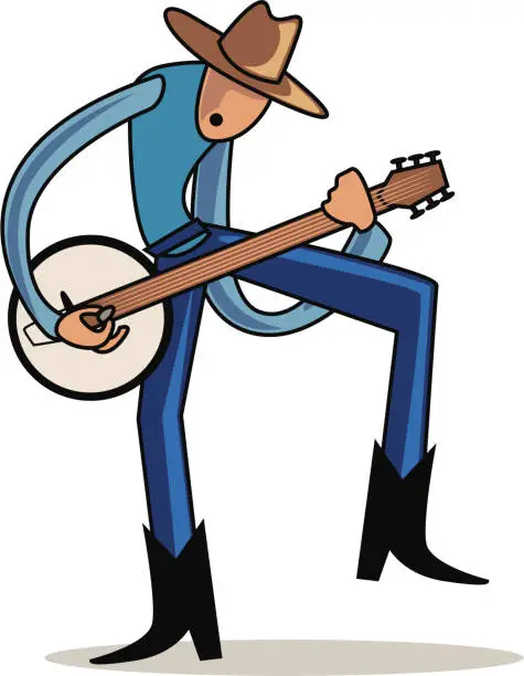 Vector illustration of Banjo Player Cartoon