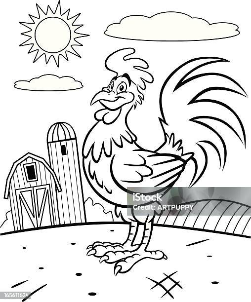 Rooster Coloring Book Page Stock Illustration - Download Image Now - Coloring Book Page - Illlustration Technique, Animal, Farm