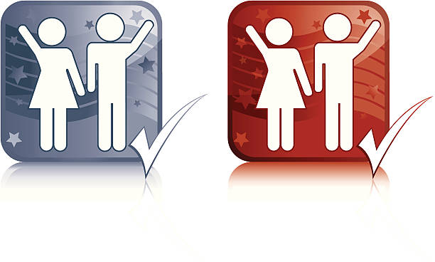 Presidential Duo - Vote Yes Icon with Stars and Stripes of Presidential Running Mates with a Check Mark to Vote Yes. republican national convention stock illustrations