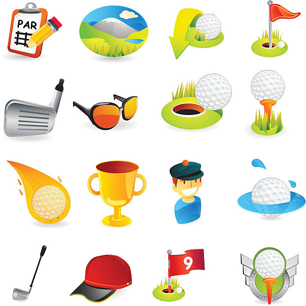 illustrations, cliparts, dessins animés et icônes de icônes de golf - water hazard illustrations