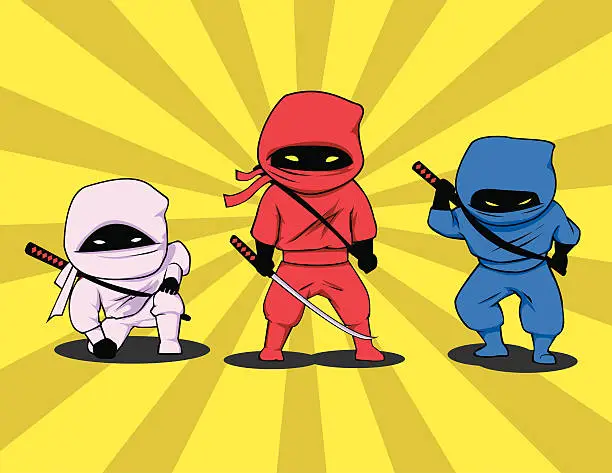 Vector illustration of Three Little Ninjas