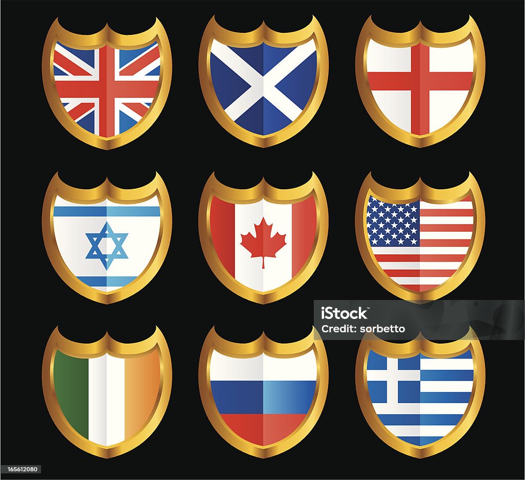 Écusson du drapeau National icône Set - clipart vectoriel de Angleterre libre de droits