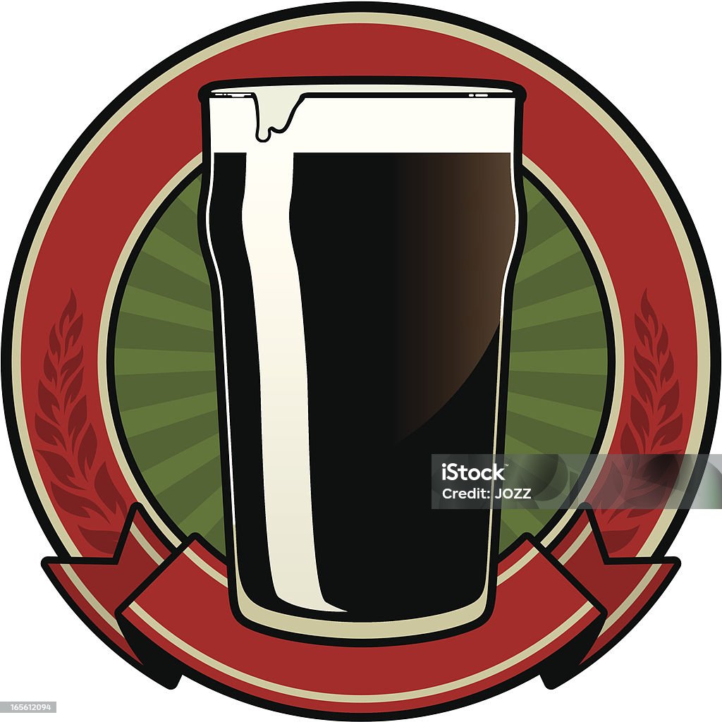 dark beer emblem VIntage insignia of a pint of black beer. Alcohol - Drink stock vector