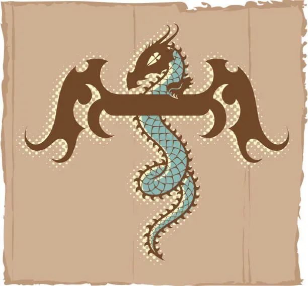 Vector illustration of Dragon with Banner