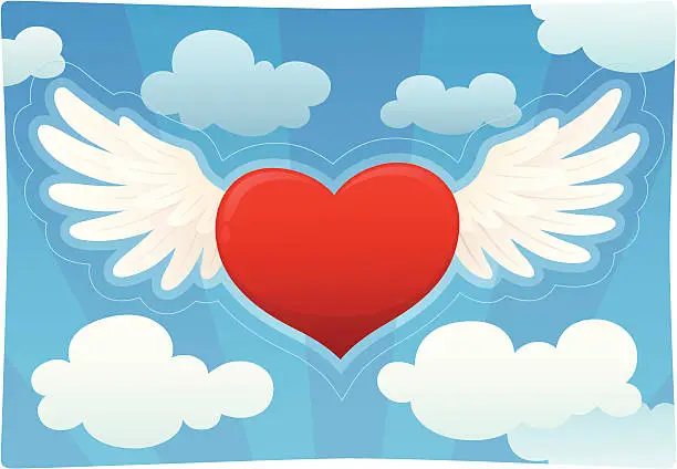 Vector illustration of Heart With Wings
