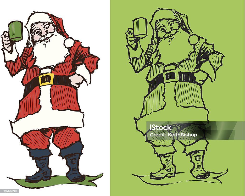 Santa Claus mit heißer Schokolade-Weihnachten - Lizenzfrei Comic - Kunstwerk Vektorgrafik