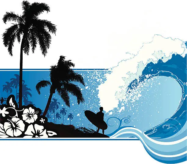 Vector illustration of Surfer at the beach