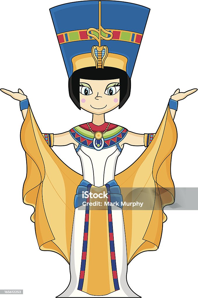 Ładny Nefertiti egipska Queen - Grafika wektorowa royalty-free (Dowcip rysunkowy)