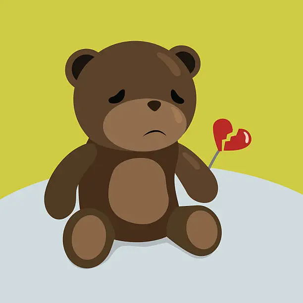Vector illustration of Sad Teddy Bear