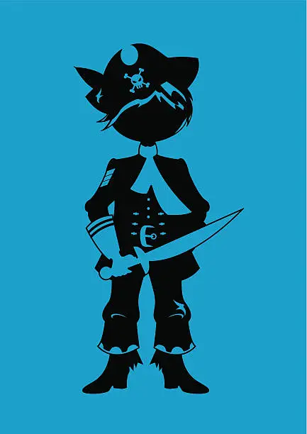 Vector illustration of Cute Pirate Captain Silhouette