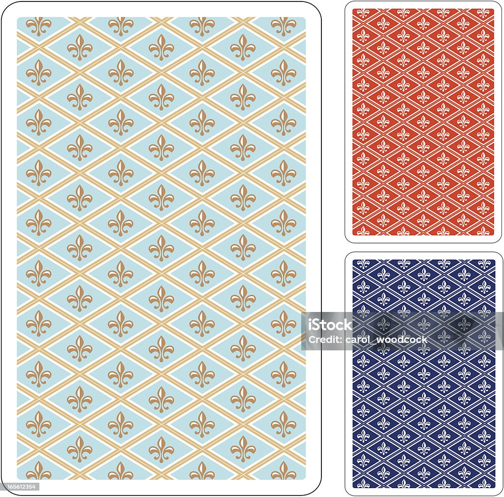 Playing card backs Three colour versions of a Fleur de Lys playing card back. Playing Card stock vector