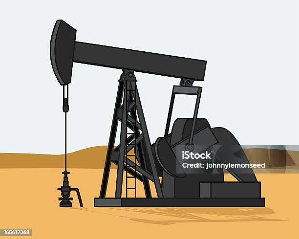 Ilustración de Oil Well Pumpjack y más Vectores Libres de Derechos de Bomba de petróleo - Bomba de petróleo, Campo de petróleo, Echar combustible