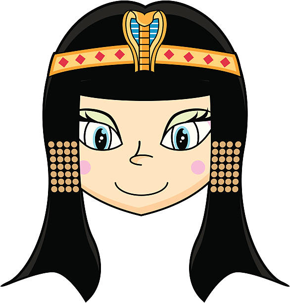 ilustraciones, imágenes clip art, dibujos animados e iconos de stock de linda estilo cleopatra queen - traje de reina egipcia
