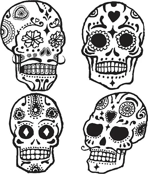 Vector illustration of Mexican style candy skulls