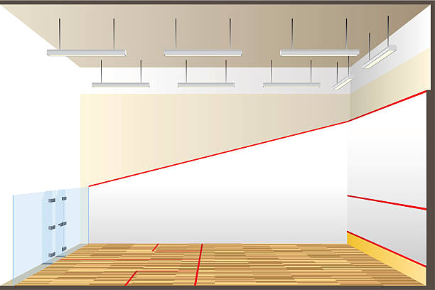 ilustrações, clipart, desenhos animados e ícones de quadra de squash seção transversal - squash racket sport court