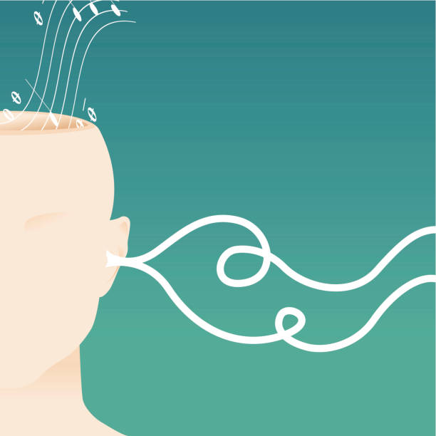 illustrazioni stock, clip art, cartoni animati e icone di tendenza di la vostra voce è musica per le mie orecchie - concentration brain contemplation action