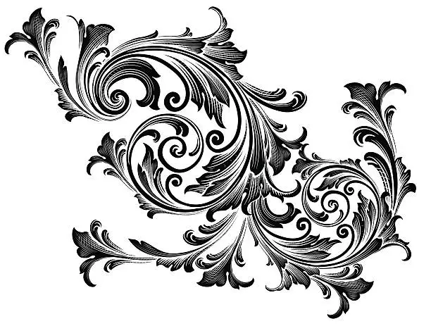 Vector illustration of Black Germanic Scrollwork