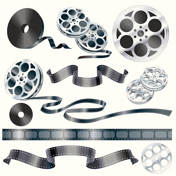 film und spulen - information medium illustrations stock-grafiken, -clipart, -cartoons und -symbole