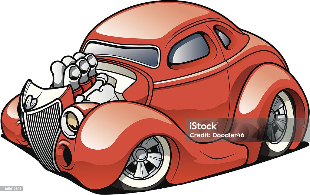 Street Rod coupe This is a red Street Rod coupe with no hood in classic 50's style Car stock vector