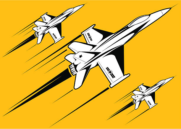 ilustraciones, imágenes clip art, dibujos animados e iconos de stock de f18 blanco sobre fondo amarillo - jet