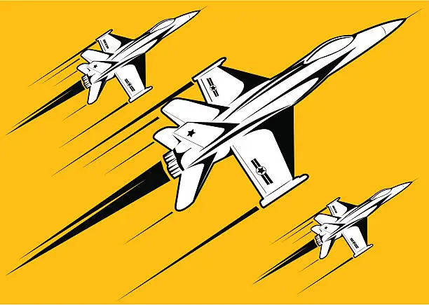Vector illustration of F18 white over yellow background