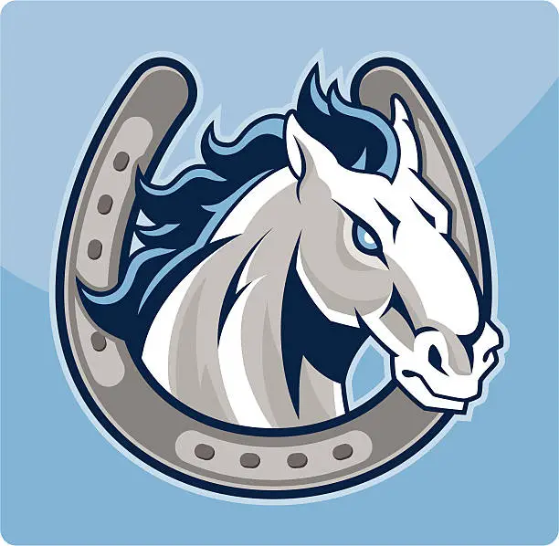 Vector illustration of Horse Head in a Horseshoe