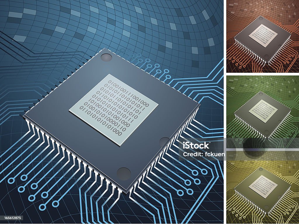 computer chip mit vier Farbe Hintergründe - Lizenzfrei PC Vektorgrafik