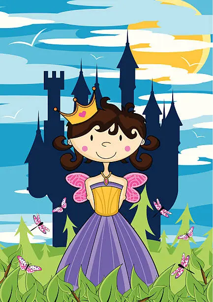 Vector illustration of Princess & Enchanted Castle
