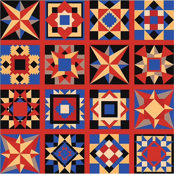 Folk Art Quilt Squares Stock Illustration - Download Image Now - Quilt,  Pattern, Vector - iStock