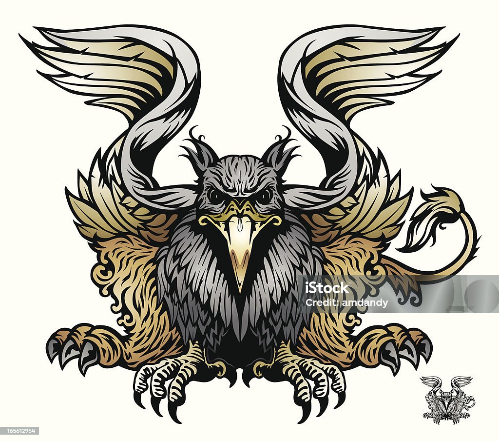 Griffin-la bonne protection du trésor - clipart vectoriel de Griffon - Être mythique libre de droits