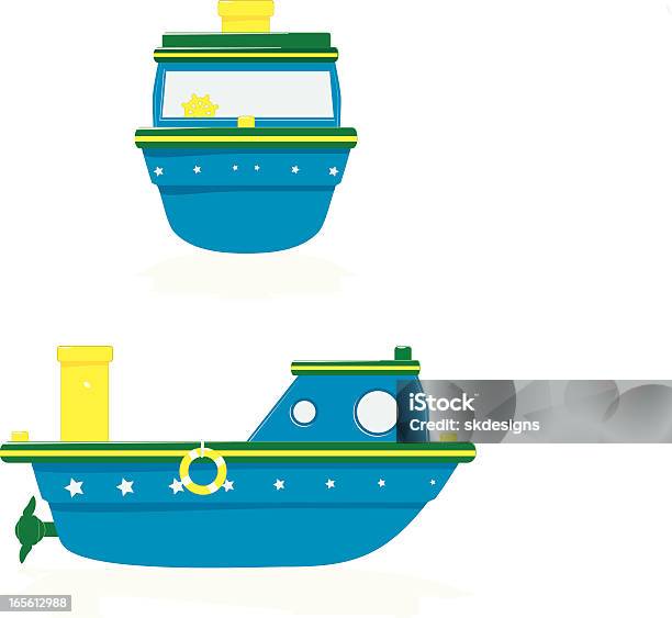 Banheira Brinquedo Barcosà Frente E De Lado Visualizações - Arte vetorial de stock e mais imagens de Amarelo