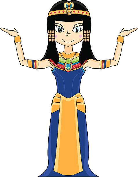 ilustraciones, imágenes clip art, dibujos animados e iconos de stock de linda estilo cleopatra queen - traje de reina egipcia