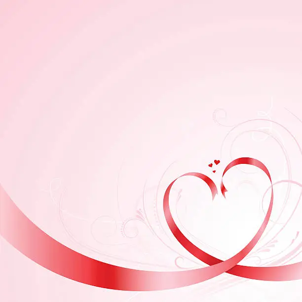 Vector illustration of Red vector ribbons forming heart shapes