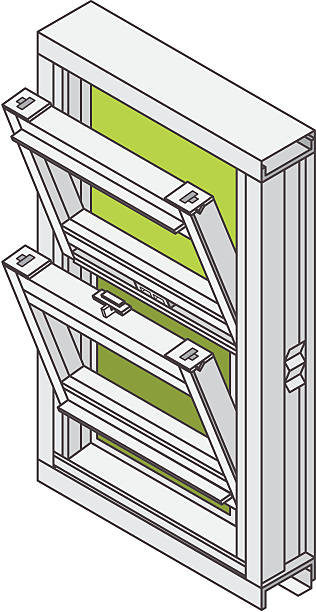 Isometric Double Hung Window Isometric Double Hung Window - High res JPG included double hung window stock illustrations