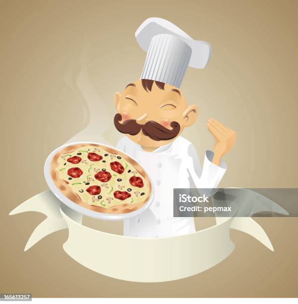 Ilustración de Chef Pizza Banner y más Vectores Libres de Derechos de Cultura Italiana - Cultura Italiana, Italia, Chef