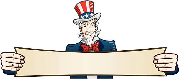 Vector illustration of Uncle Sam With Banner
