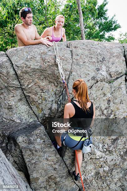 Friends Out Rock Climbing Stock Photo - Download Image Now - Vertical, Virginia - US State, 20-29 Years