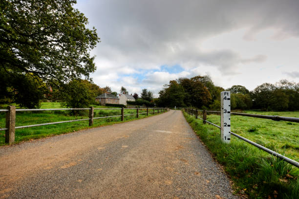 istock Flood markers on rural Devon road 165615381